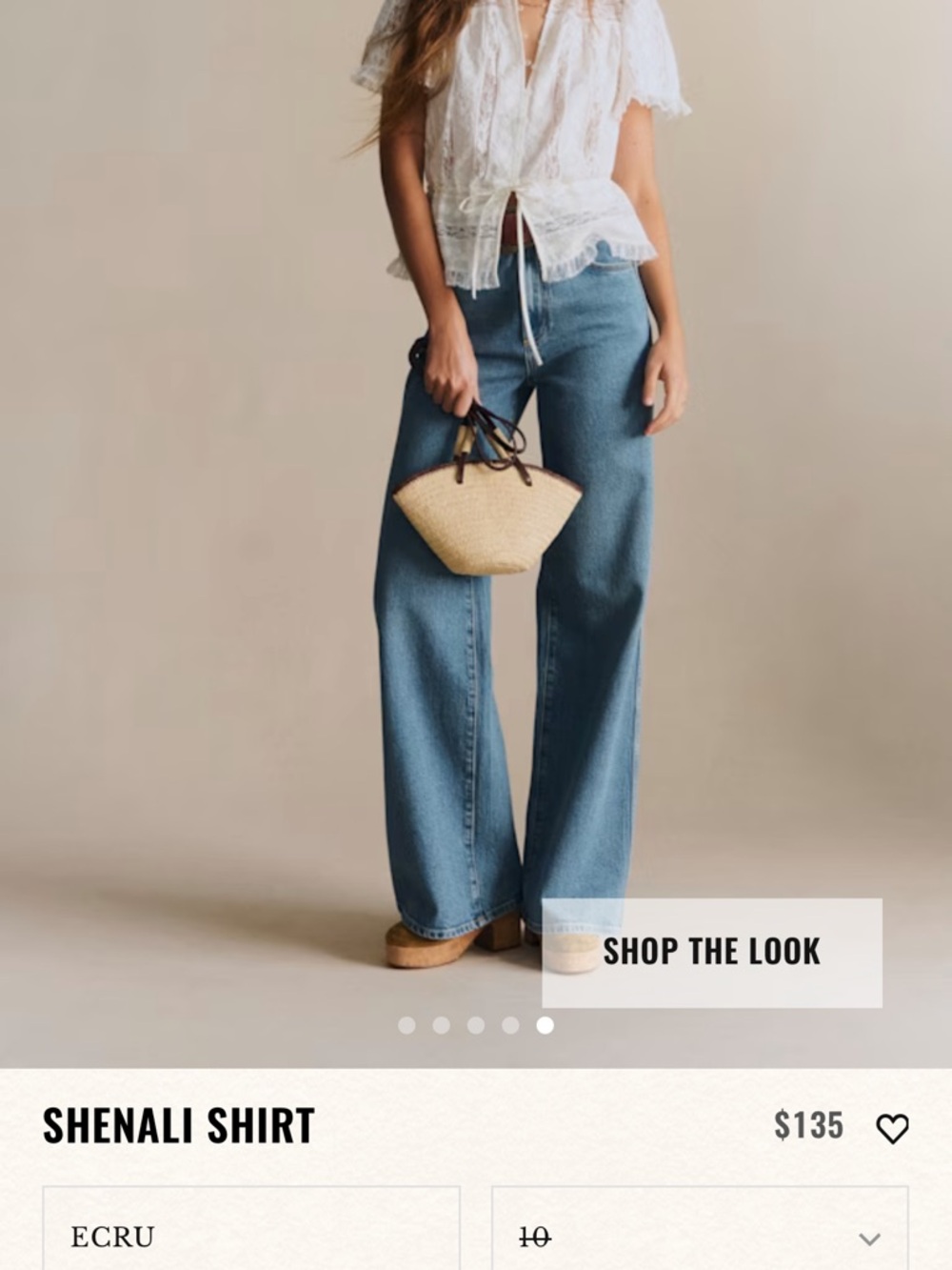 Sezane Shenali Shirt in Ecru Lace
